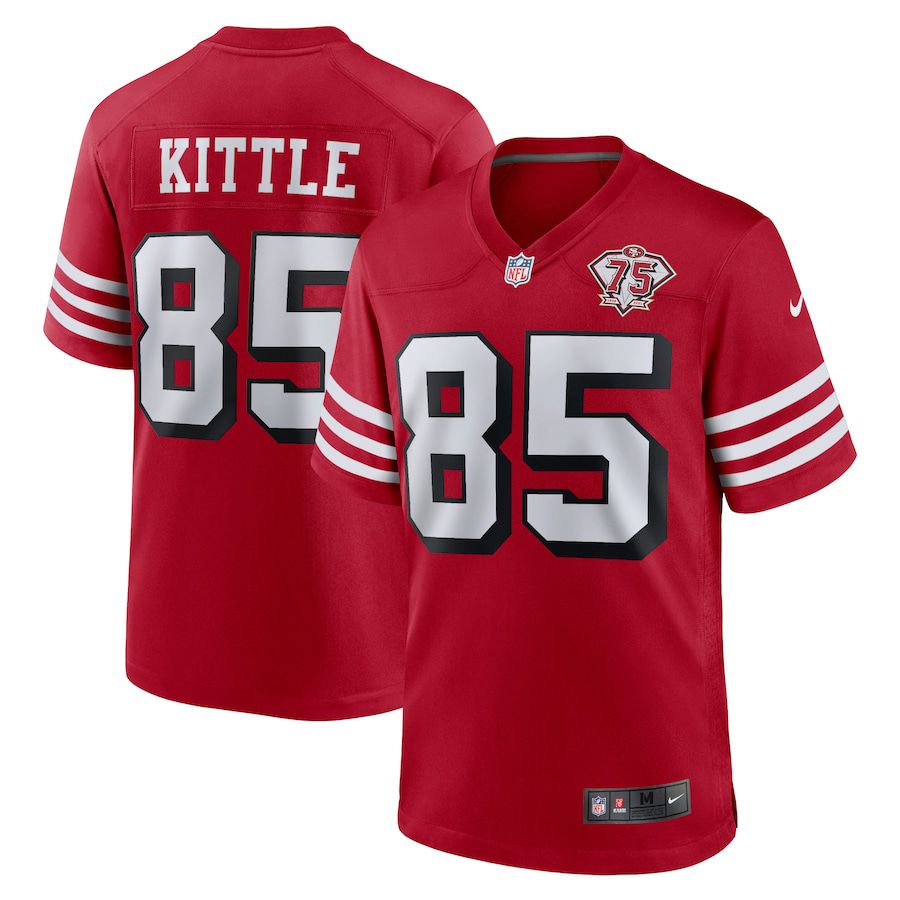 Cheap Men San Francisco 49ers 85 George Kittle Nike Scarlet 75th Anniversary Alternate Game Player NFL Jersey